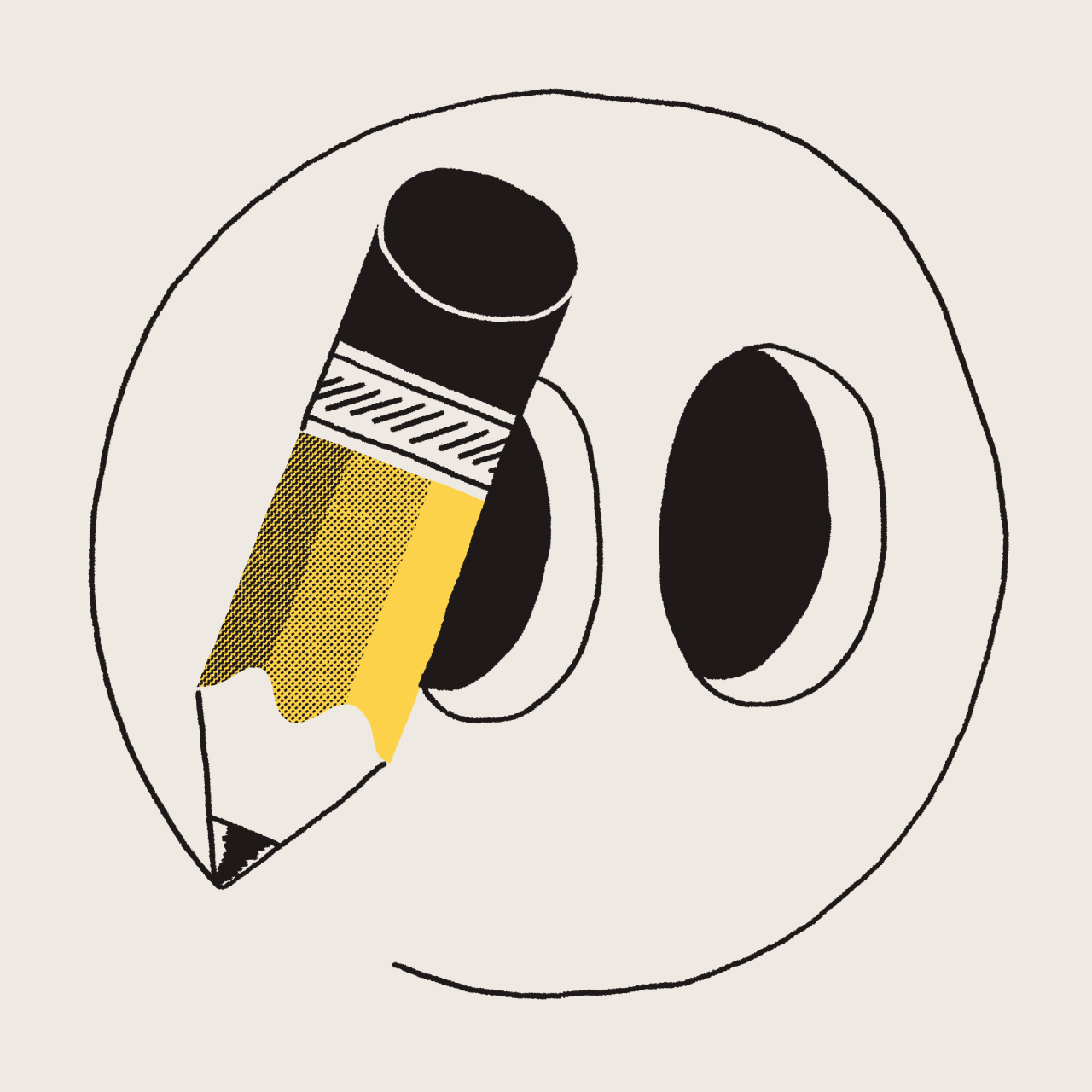 Illustration of a pencil drawing a circle to create a face